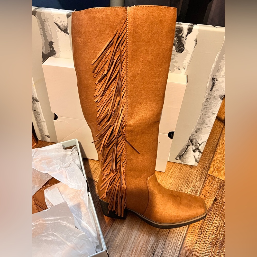 Singalong cognac knee high boots
